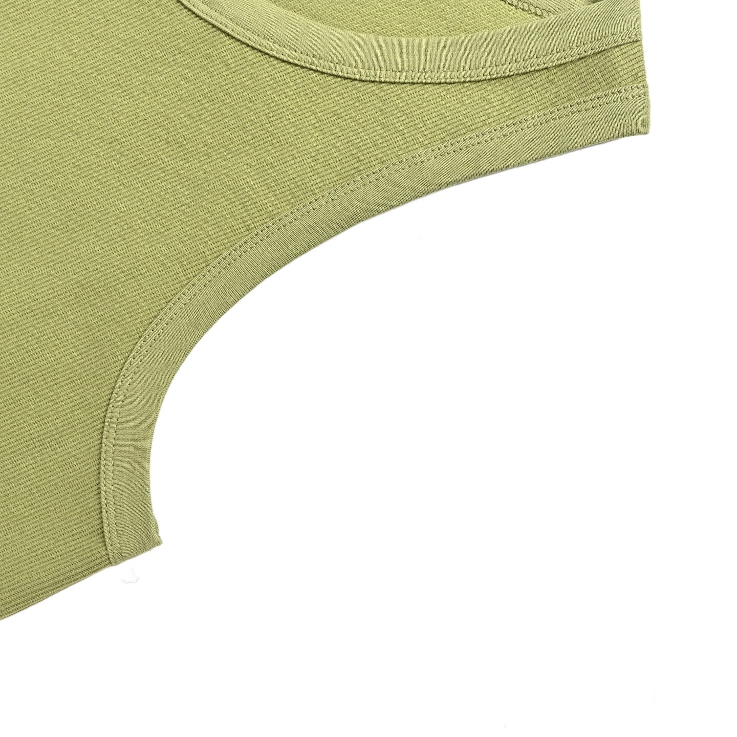 AMI Paris Ami de Cœur Ribbed Cotton Tank Top — Olive
