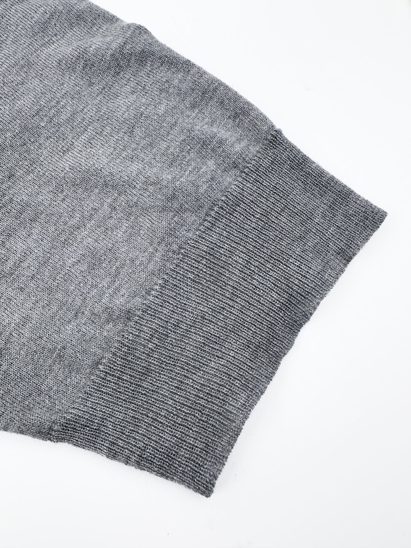 AMI Paris Ami de Cœur Knitted Polo Shirt — Grey Melange