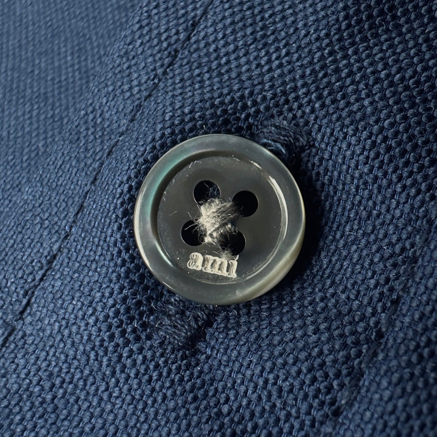 AMI Paris Oxford Cotton Short-Sleeve Shirt — Navy