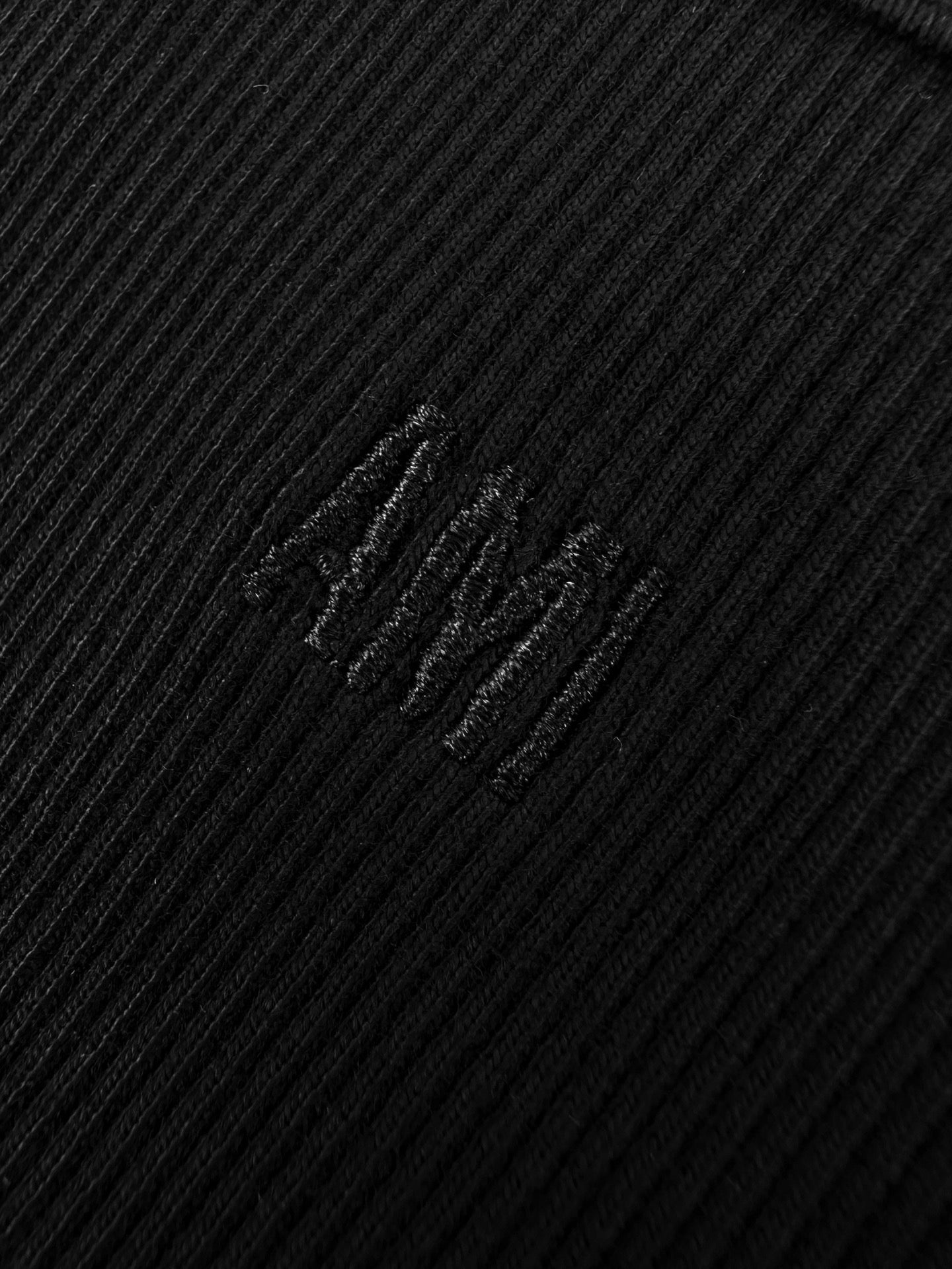 AMI Paris Ami de Cœur Ribbed Cotton Fitted Tank Top — Black