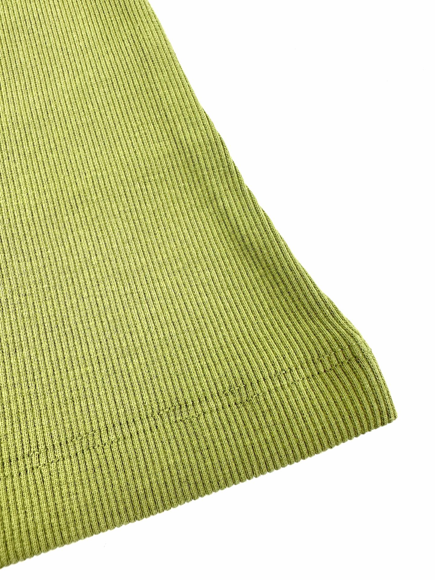 AMI Paris Ami de Cœur Ribbed Cotton Fitted Tank Top — Lime Green
