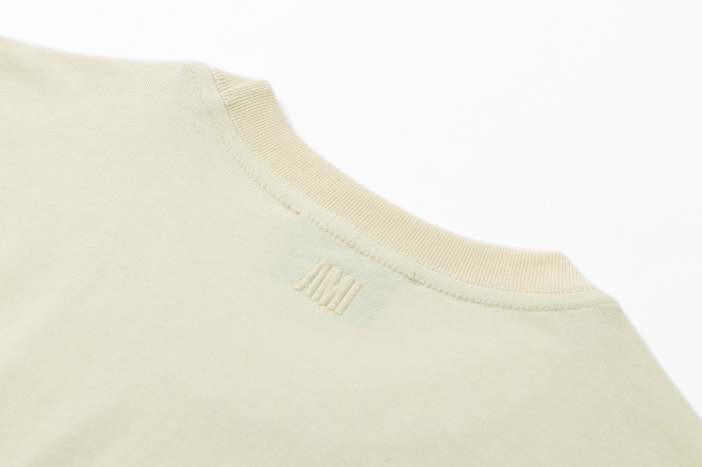 AMI Paris Ami de Cœur Oversized Tonal Logo Cotton T-Shirt — Cream