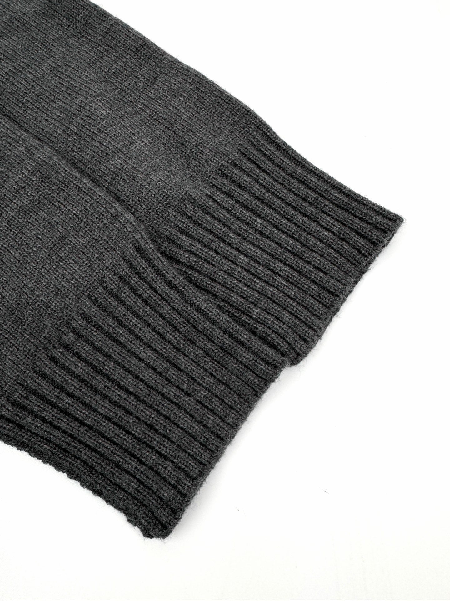 AMI Paris Ami de Cœur V-Neck Wool Cardigan — Charcoal Grey