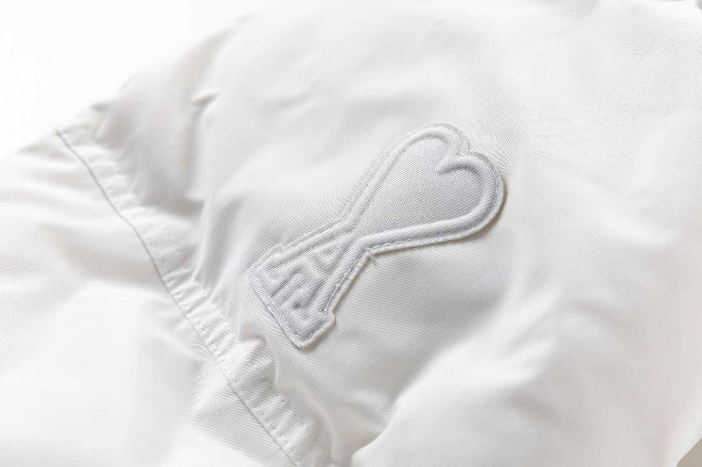 AMI Paris Ami de Cœur Hooded Down Puffer Jacket — White