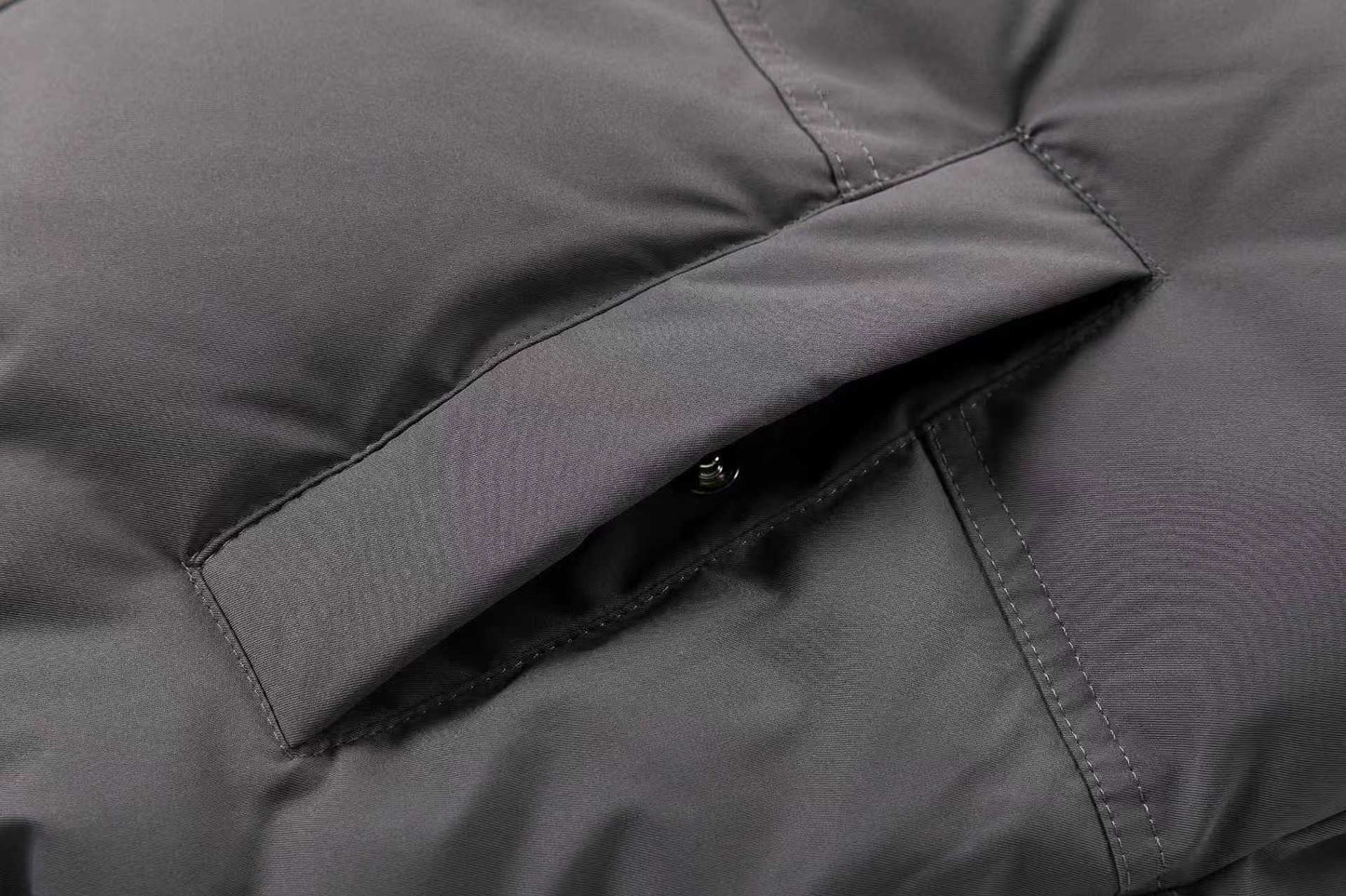 AMI Paris Ami de Cœur Hooded Down Puffer Jacket — Charcoal Grey