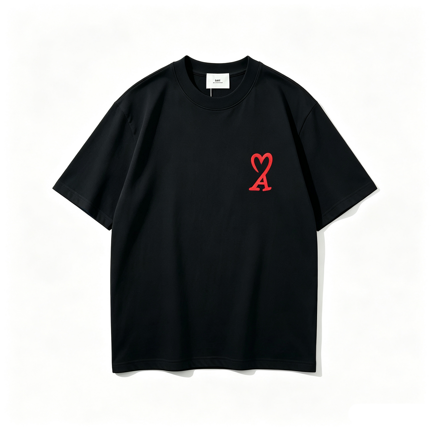 AMI Paris Ami de Cœur Watercolour Back-Print T-Shirt — Black