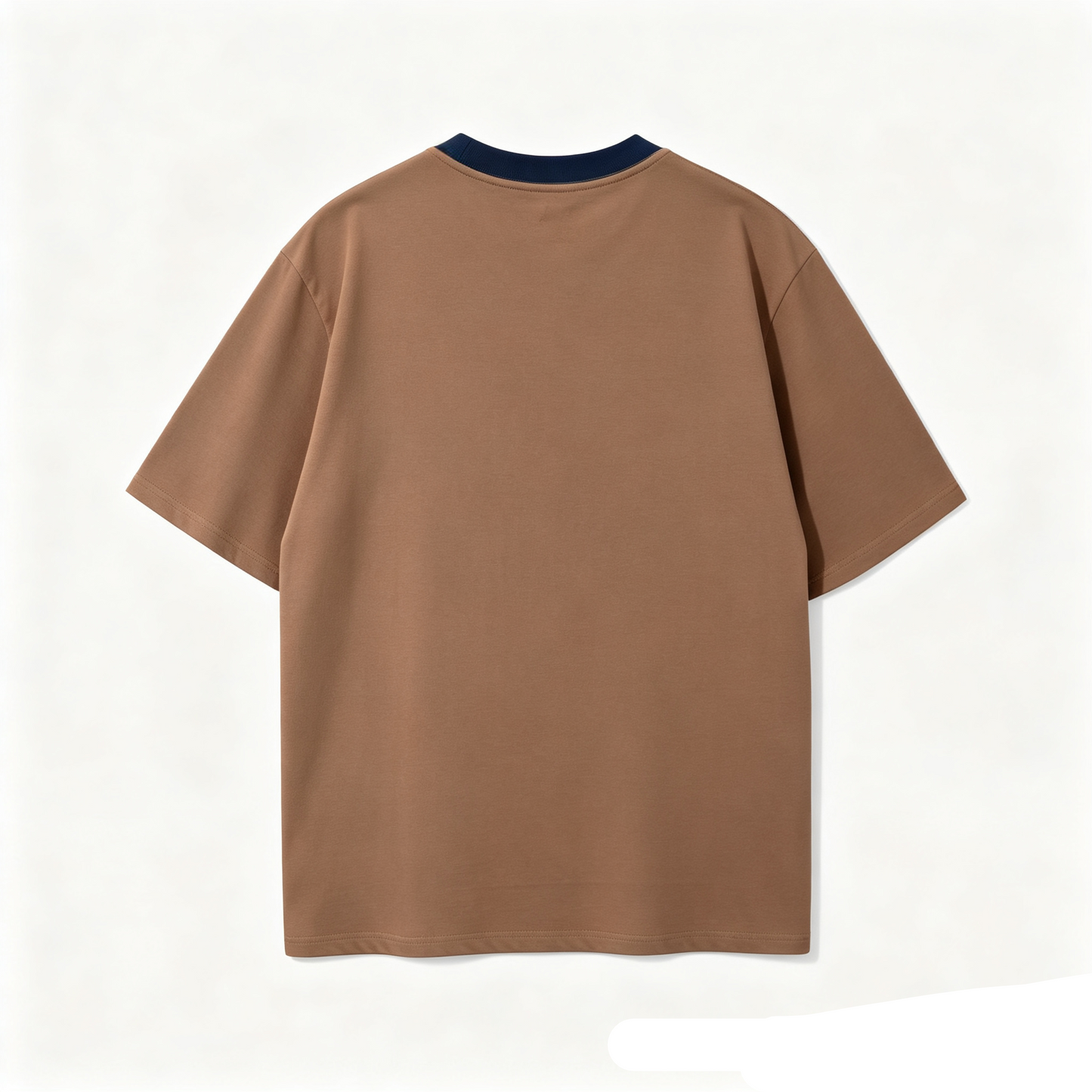 AMI Paris Arch Logo Ringer T-Shirt — Camel / Navy