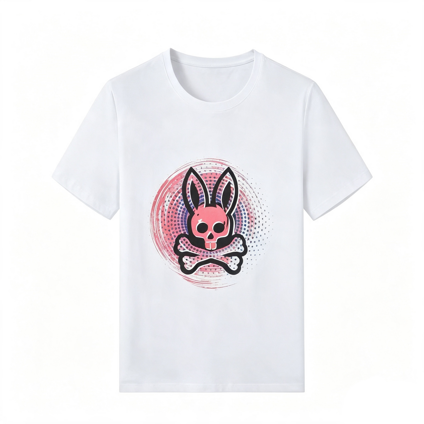 Psycho Bunny Halftone Halo Tee – White Pink Dreamy Streetwear T-Shirt