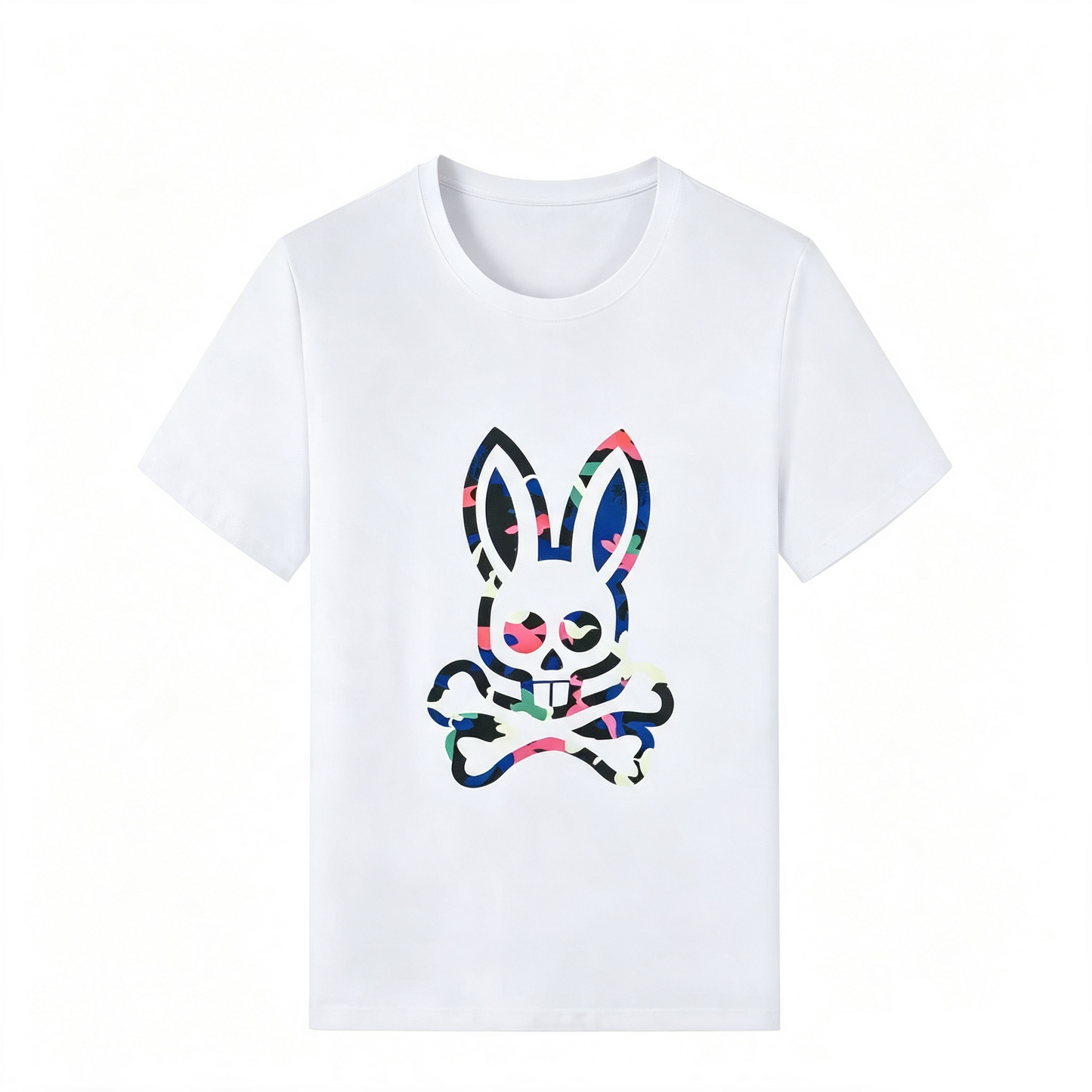 Psycho Bunny Pastel Camo Tee – White Tropical Camouflage Streetwear T-Shirt