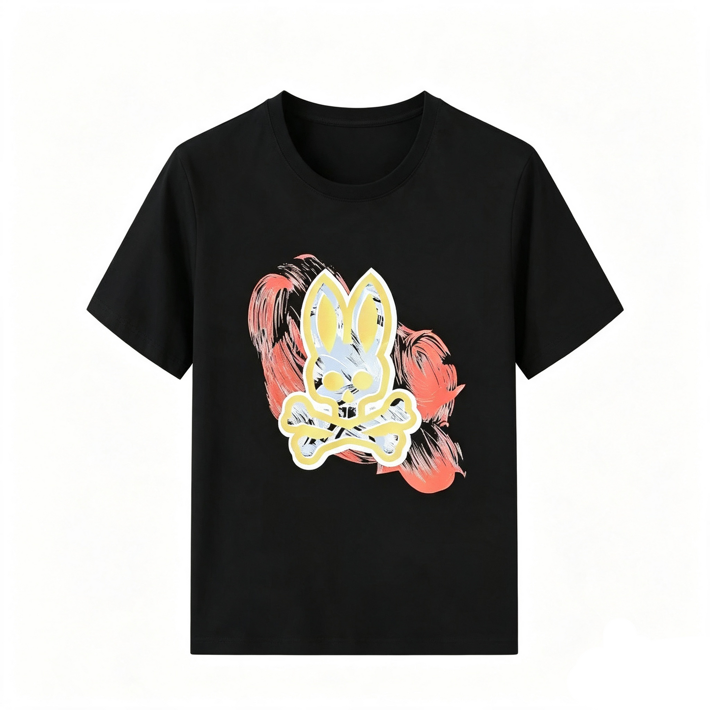 Psycho Bunny Brushstroke Heart Tee – Black Pink Dark Romance Streetwear T-Shirt