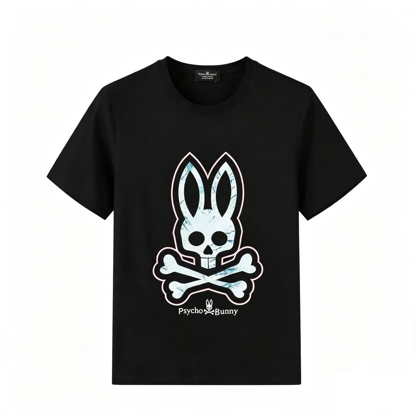 Psycho Bunny Marble Crystal Tee – Black White Outline Luxury Streetwear T-Shirt