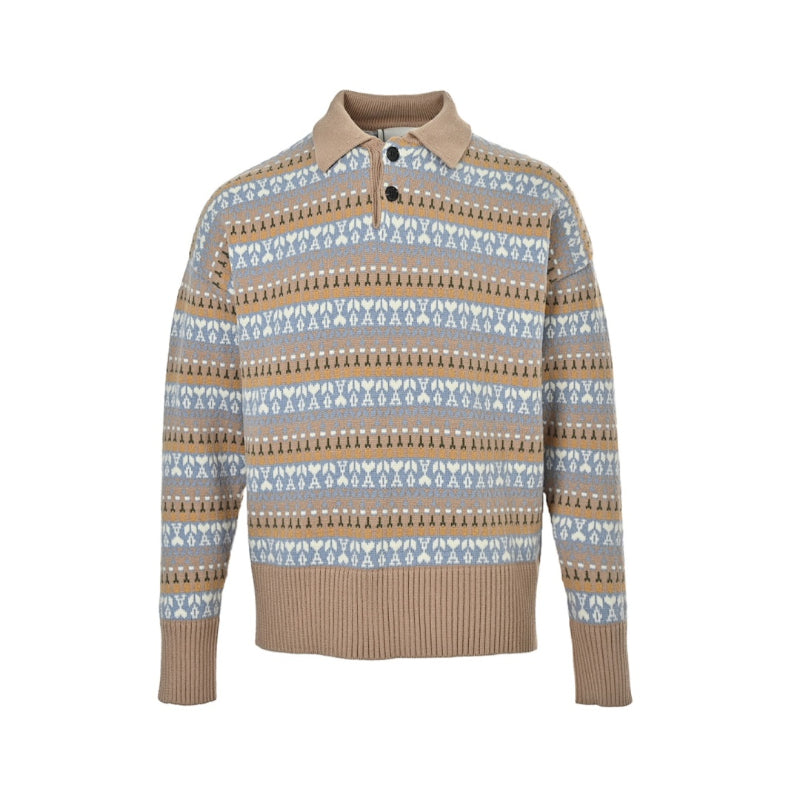 AMI Paris Ami de Cœur Jacquard Polo Sweater
