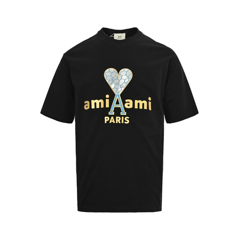 AMI Paris Iridescent Logo T-Shirt - Black