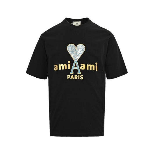AMI Paris Iridescent Logo T-Shirt - Black