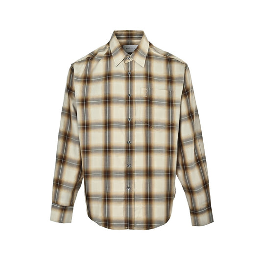 AMI Paris Plaid Flannel Snap-Button Shirt