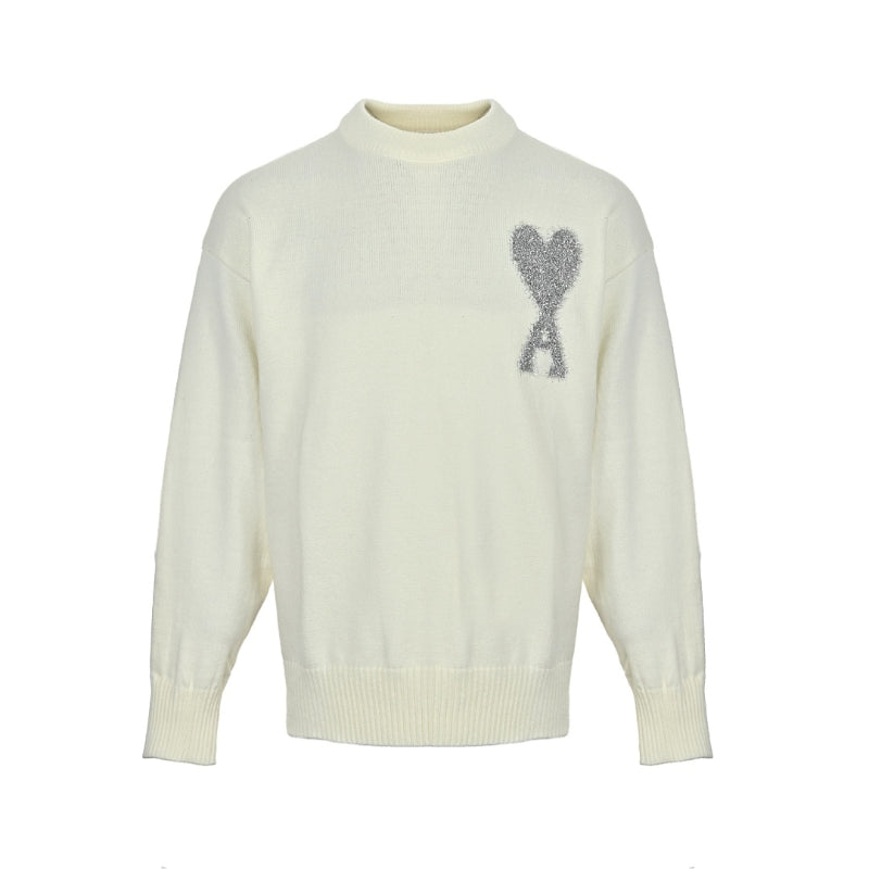 AMI Paris Crystal Ami de Cœur Crew Neck Sweater