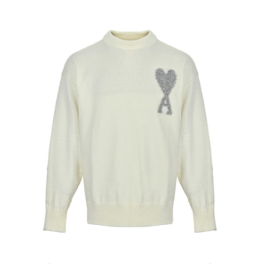 AMI Paris Crystal Ami de Cœur Crew Neck Sweater