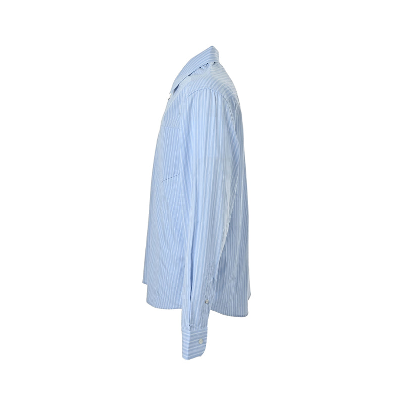AMI Paris Pinstripe Cotton Shirt - Light Blue