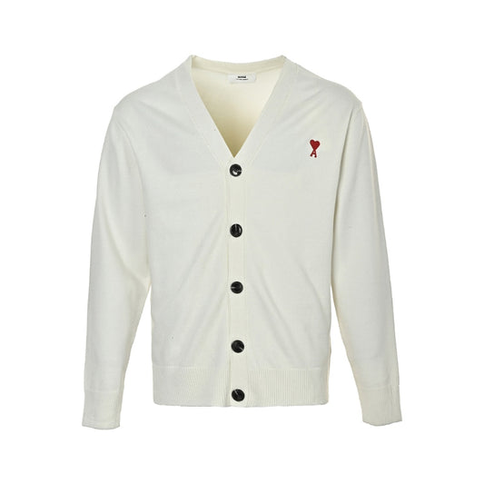 AMI Paris Ami de Cœur V-Neck Cardigan - White