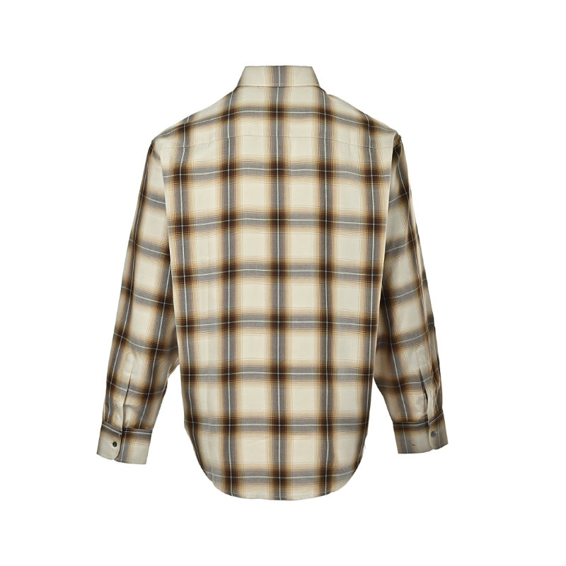 AMI Paris Plaid Flannel Snap-Button Shirt