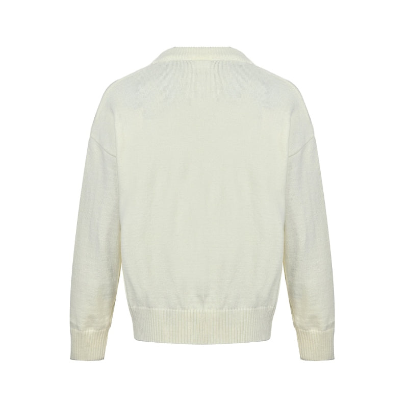 AMI Paris Crystal Ami de Cœur V-Neck Cardigan
