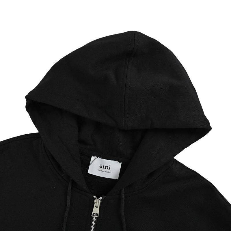 AMI Paris Ami de Cœur Zip-Up Hoodie - Black