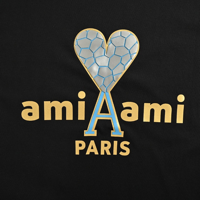 AMI Paris Iridescent Logo T-Shirt - Black