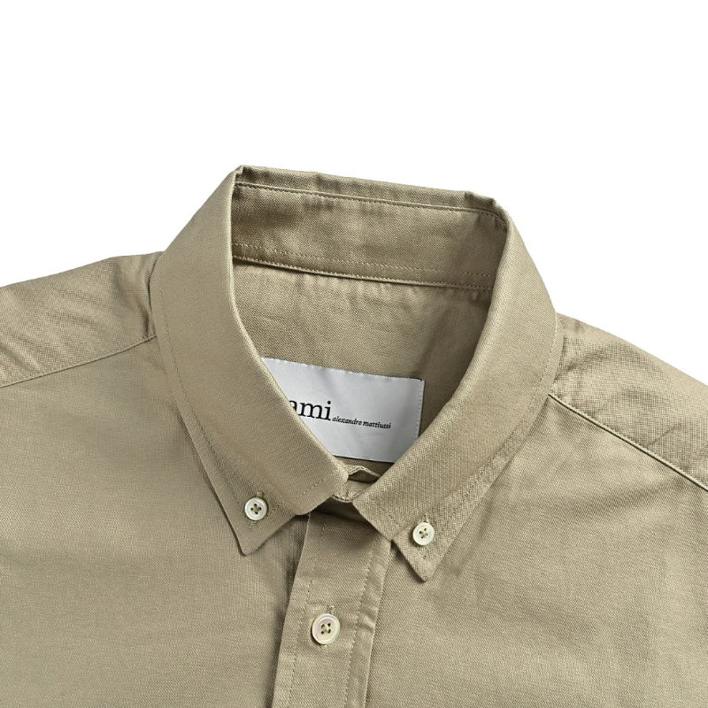 AMI Paris Ami de Cœur Button-Down Oxford Shirt - Khaki