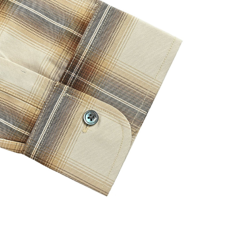 AMI Paris Plaid Flannel Snap-Button Shirt
