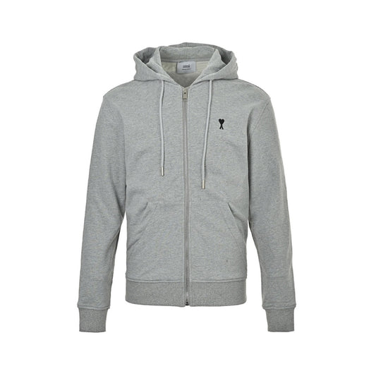 AMI Paris Ami de Cœur Zip-Up Hoodie - Heather Grey
