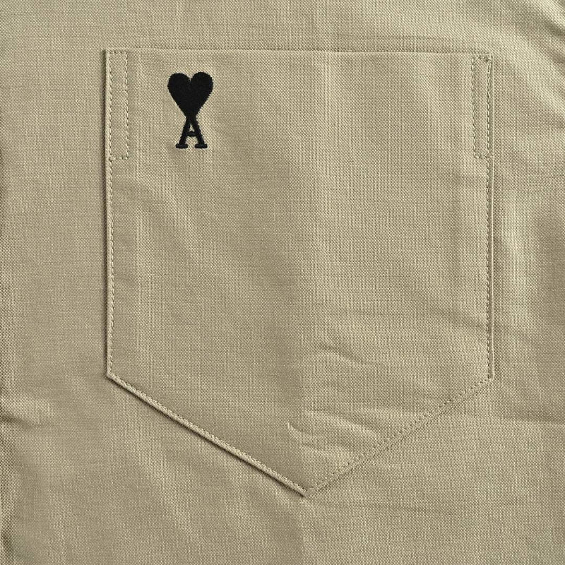AMI Paris Ami de Cœur Button-Down Oxford Shirt - Khaki