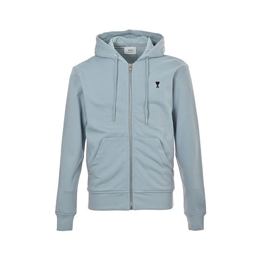 AMI Paris Ami de Cœur Zip-Up Hoodie - Dusty Blue