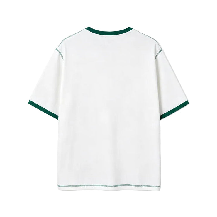 AMI Paris Ami de Cœur Ringer T-Shirt | Ecru / Forest Green