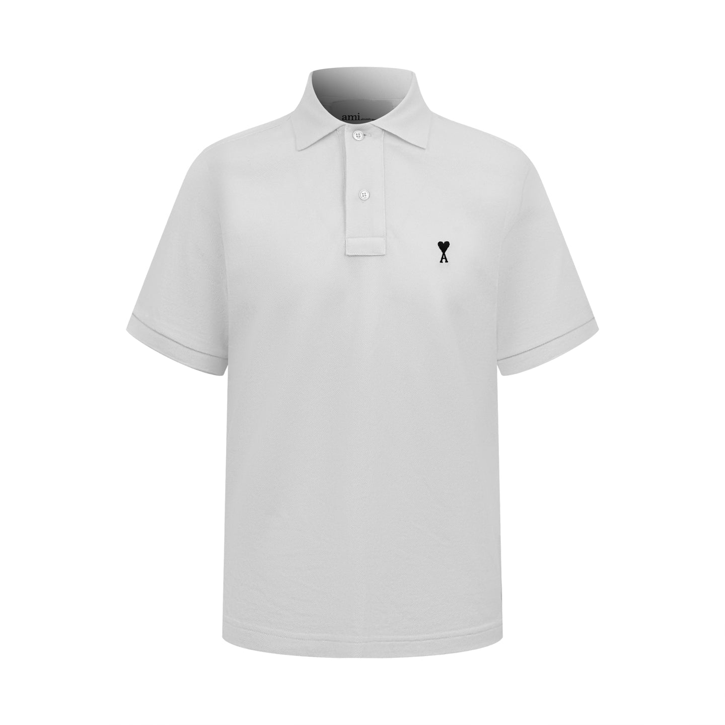 AMI Paris Ami de Cœur Piqué Cotton Polo Shirt — White