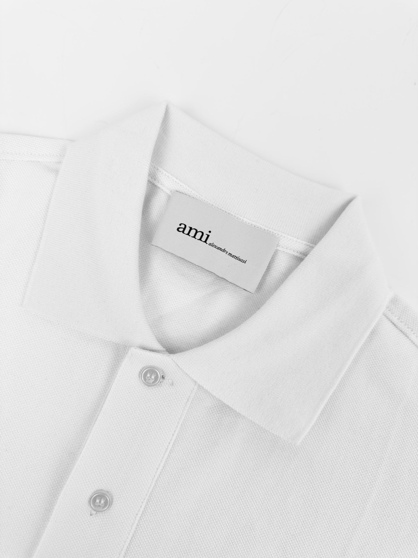 AMI Paris Ami de Cœur Piqué Cotton Polo Shirt — White
