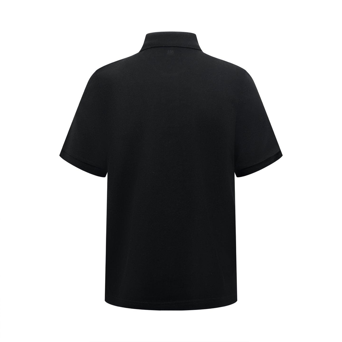 AMI Paris Ami de Cœur Piqué Cotton Polo Shirt — Black