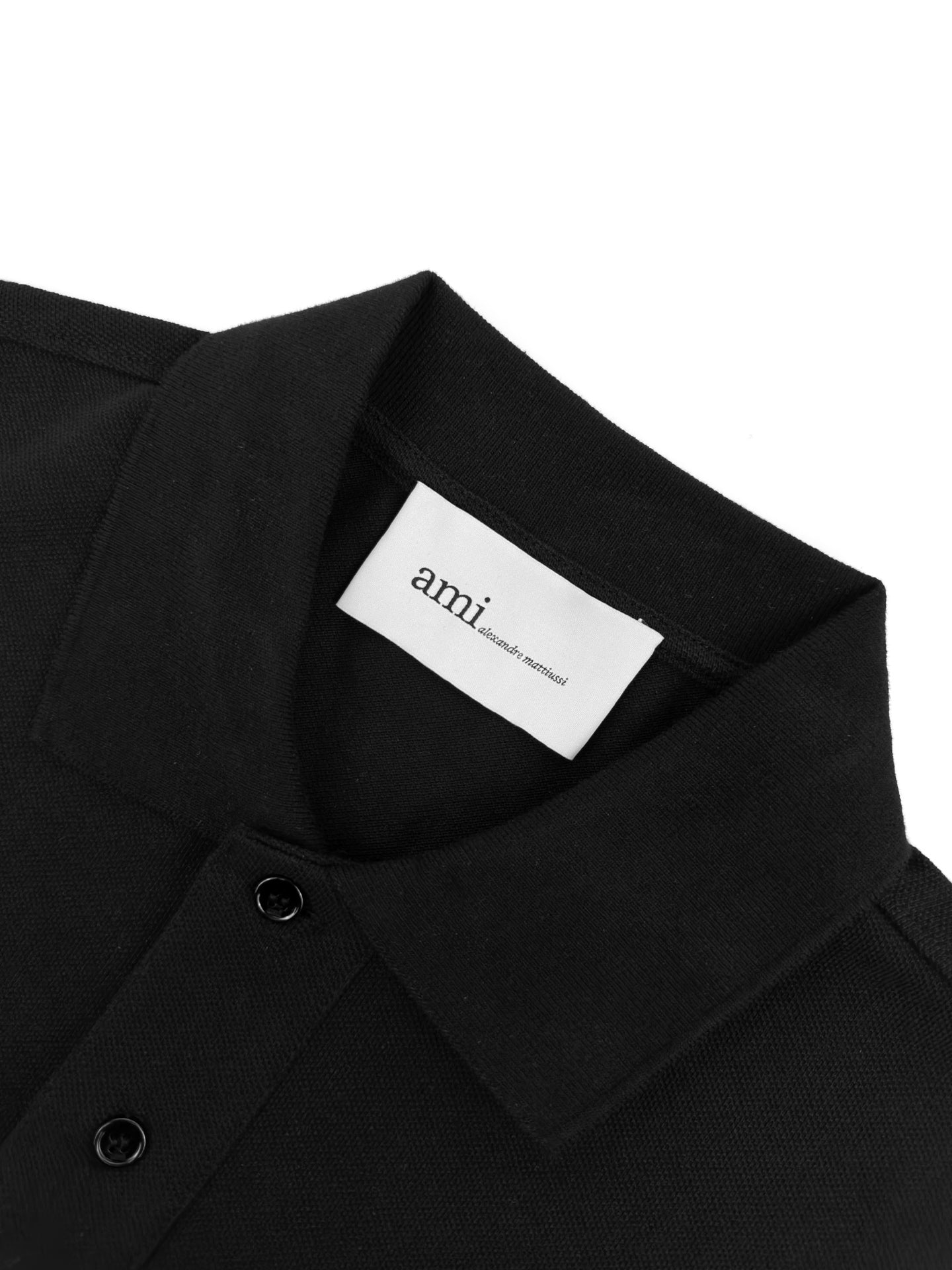 AMI Paris Ami de Cœur Piqué Cotton Polo Shirt — Black