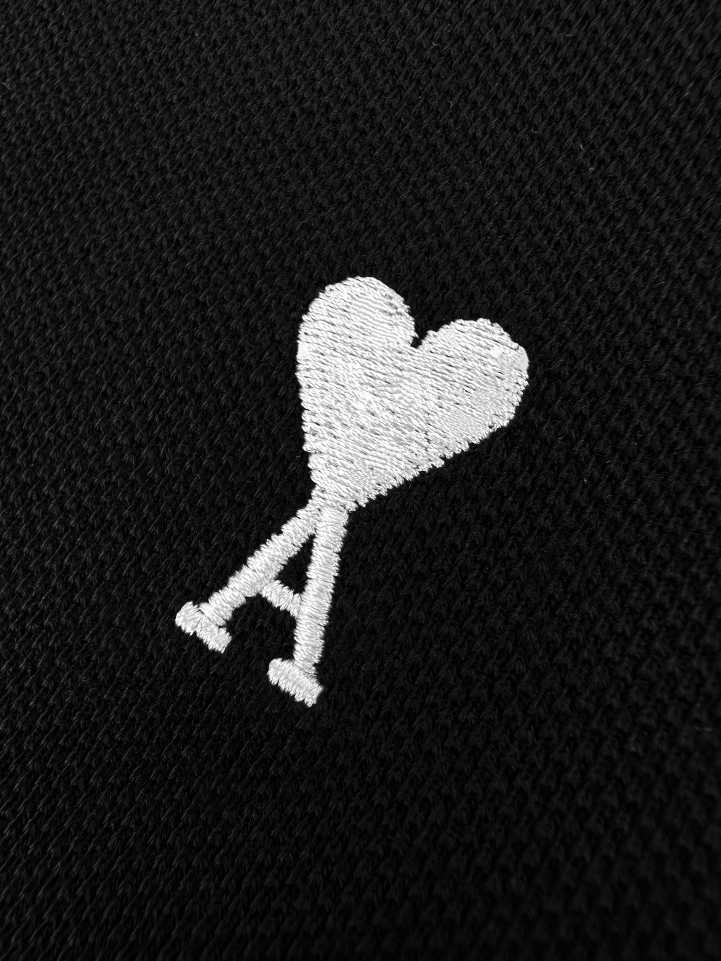 AMI Paris Ami de Cœur Piqué Cotton Polo Shirt — Black