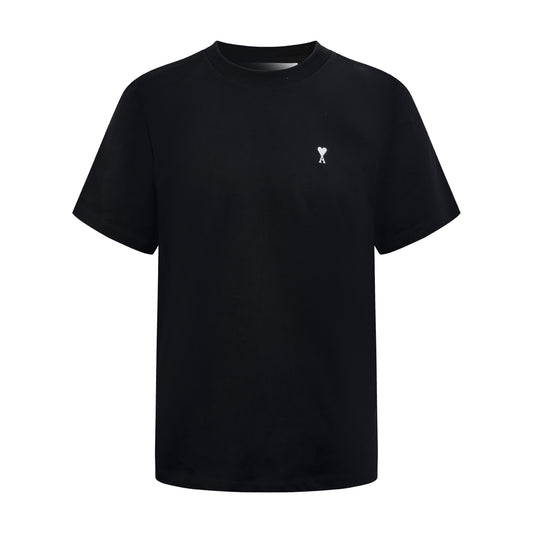 AMI Paris Ami de Cœur Embroidered Cotton T-Shirt — Black