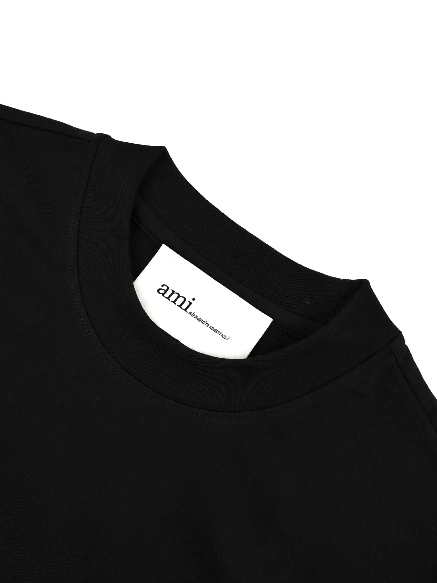AMI Paris Ami de Cœur Embroidered Cotton T-Shirt — Black