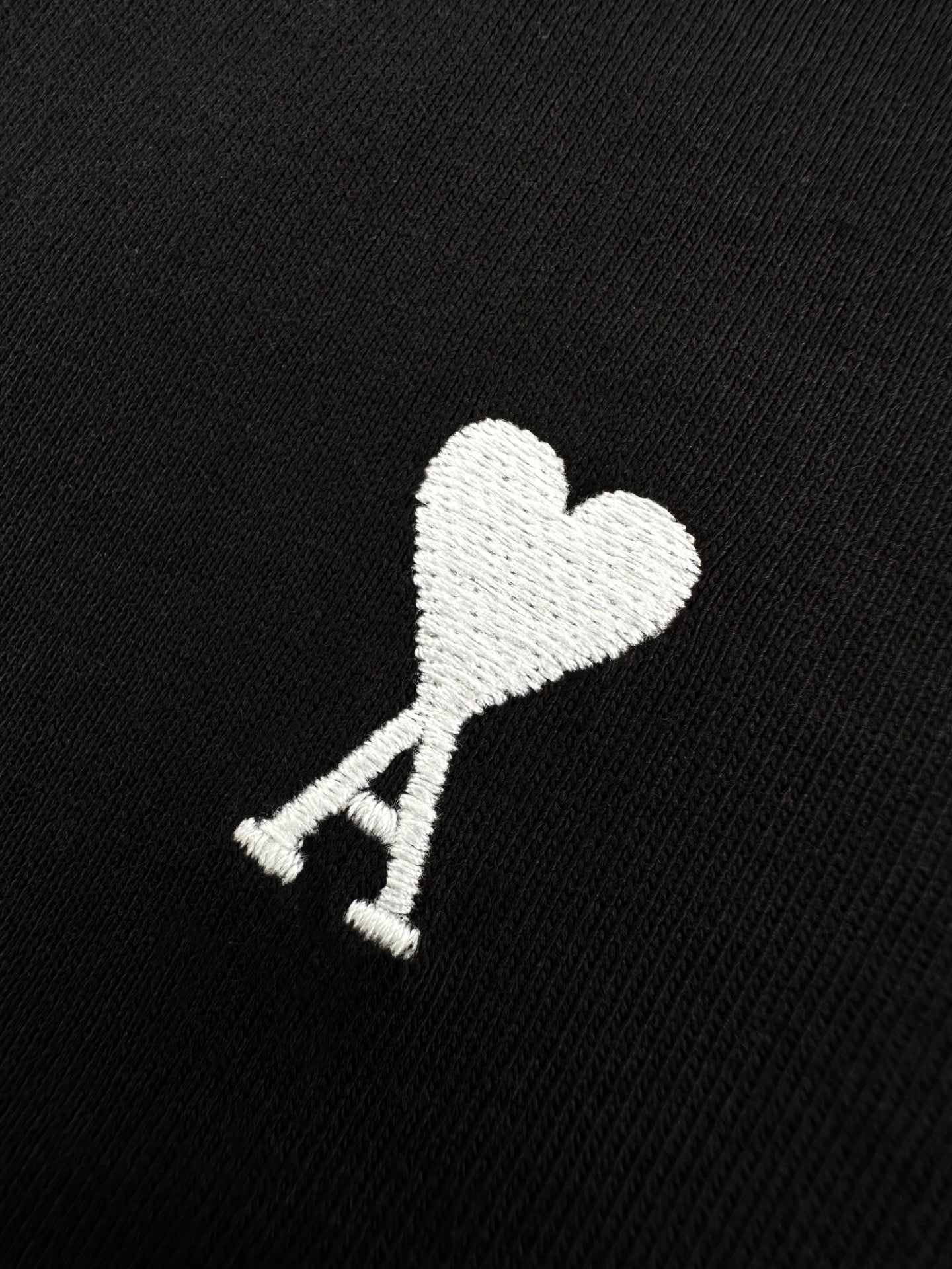 AMI Paris Ami de Cœur Embroidered Cotton T-Shirt — Black