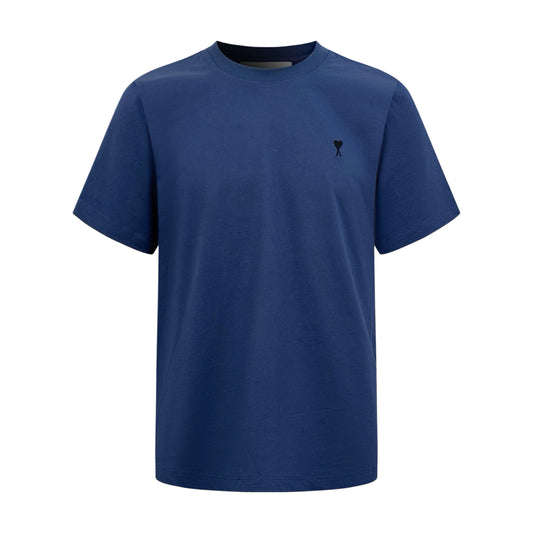 AMI Paris Ami de Cœur Embroidered Cotton T-Shirt — Navy