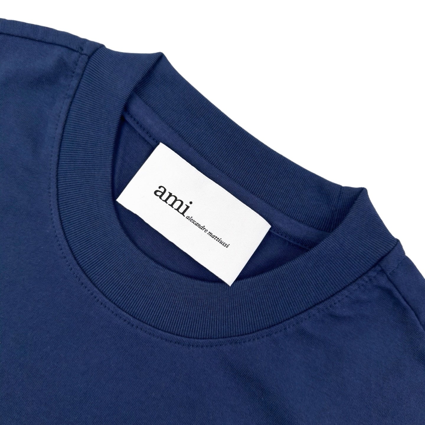 AMI Paris Ami de Cœur Embroidered Cotton T-Shirt — Navy