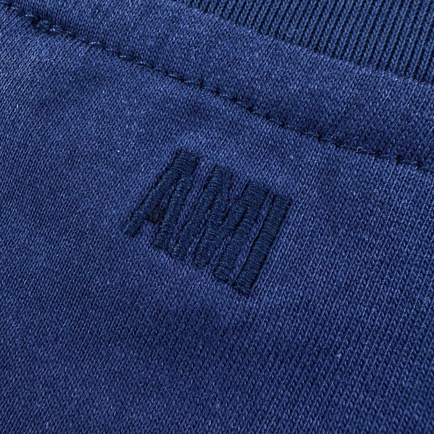 AMI Paris Ami de Cœur Embroidered Cotton T-Shirt — Navy