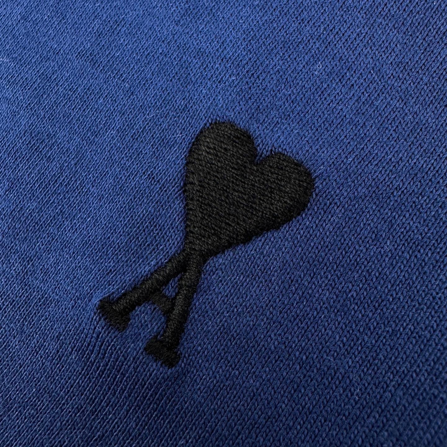 AMI Paris Ami de Cœur Embroidered Cotton T-Shirt — Navy