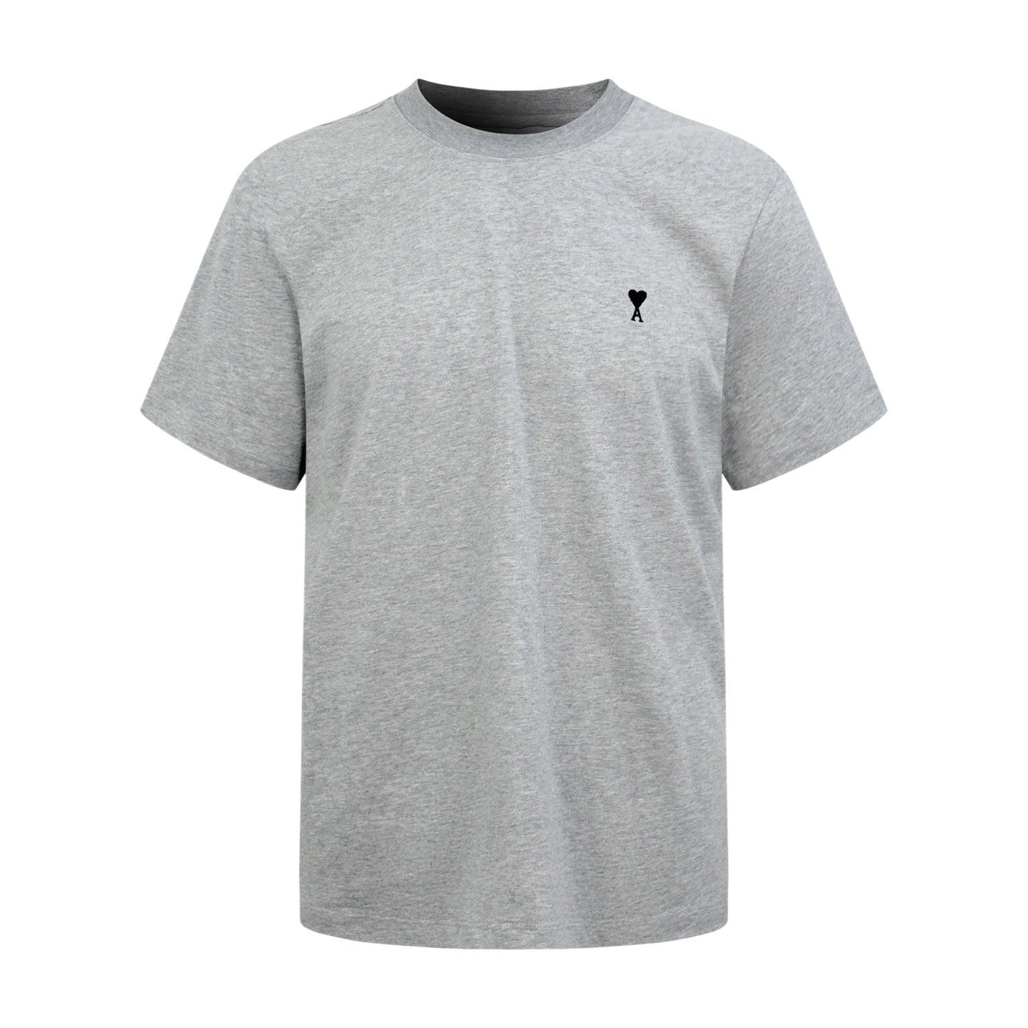 AMI Paris Ami de Cœur Embroidered Cotton T-Shirt — Heather Grey