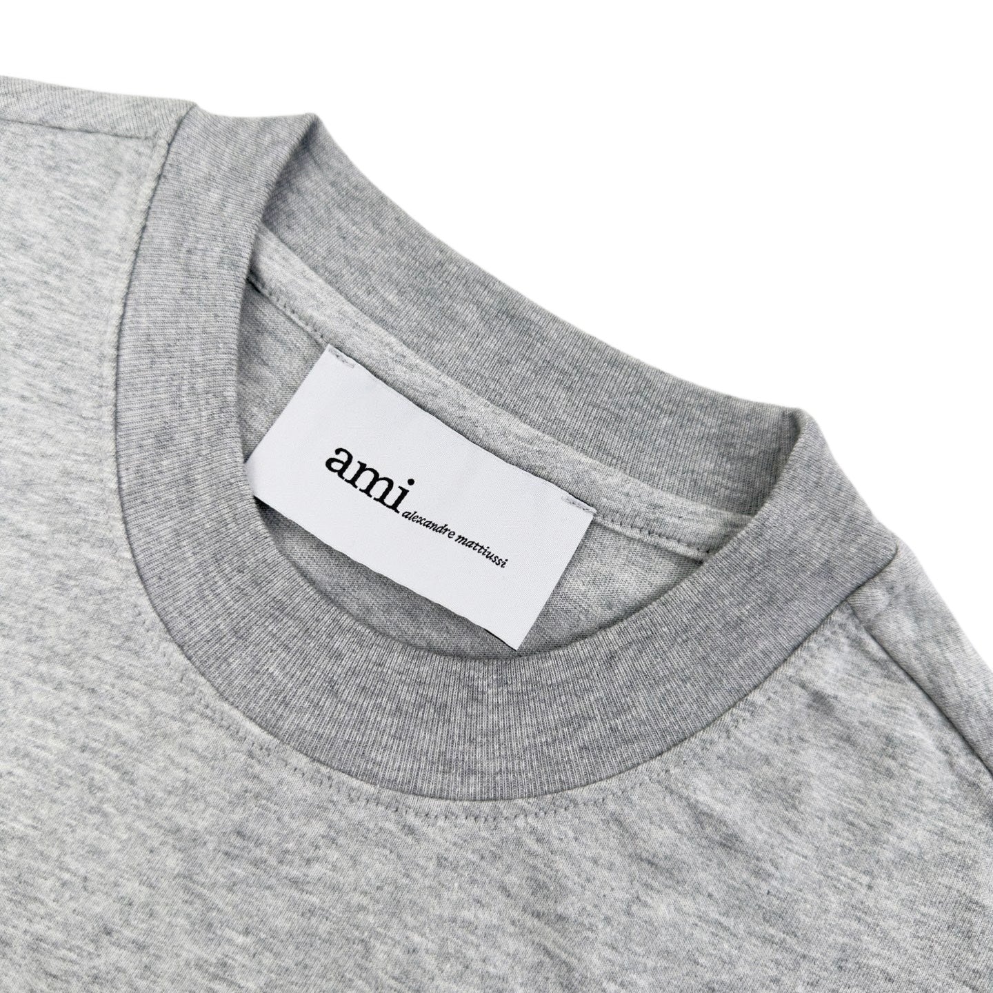 AMI Paris Ami de Cœur Embroidered Cotton T-Shirt — Heather Grey
