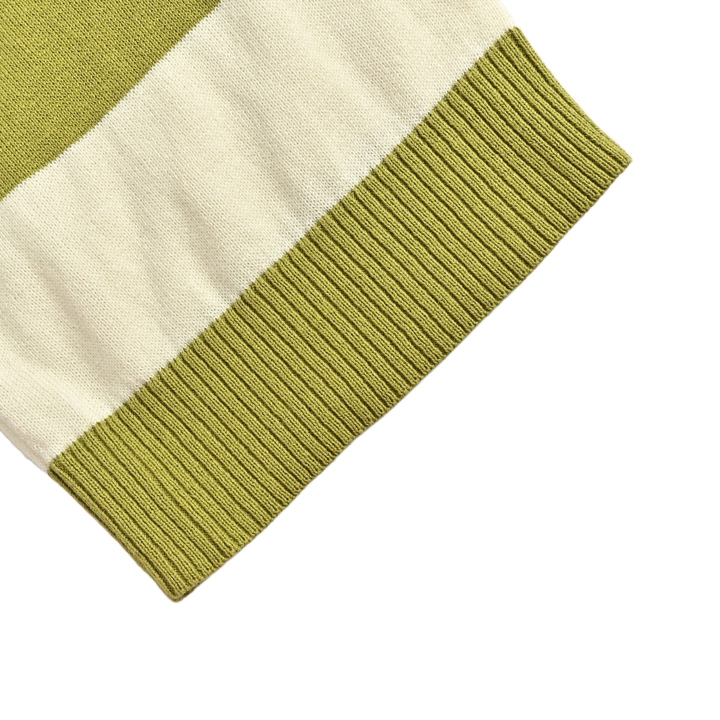 AMI Paris Ami de Cœur Striped Knit Polo Shirt — Olive/Ecru