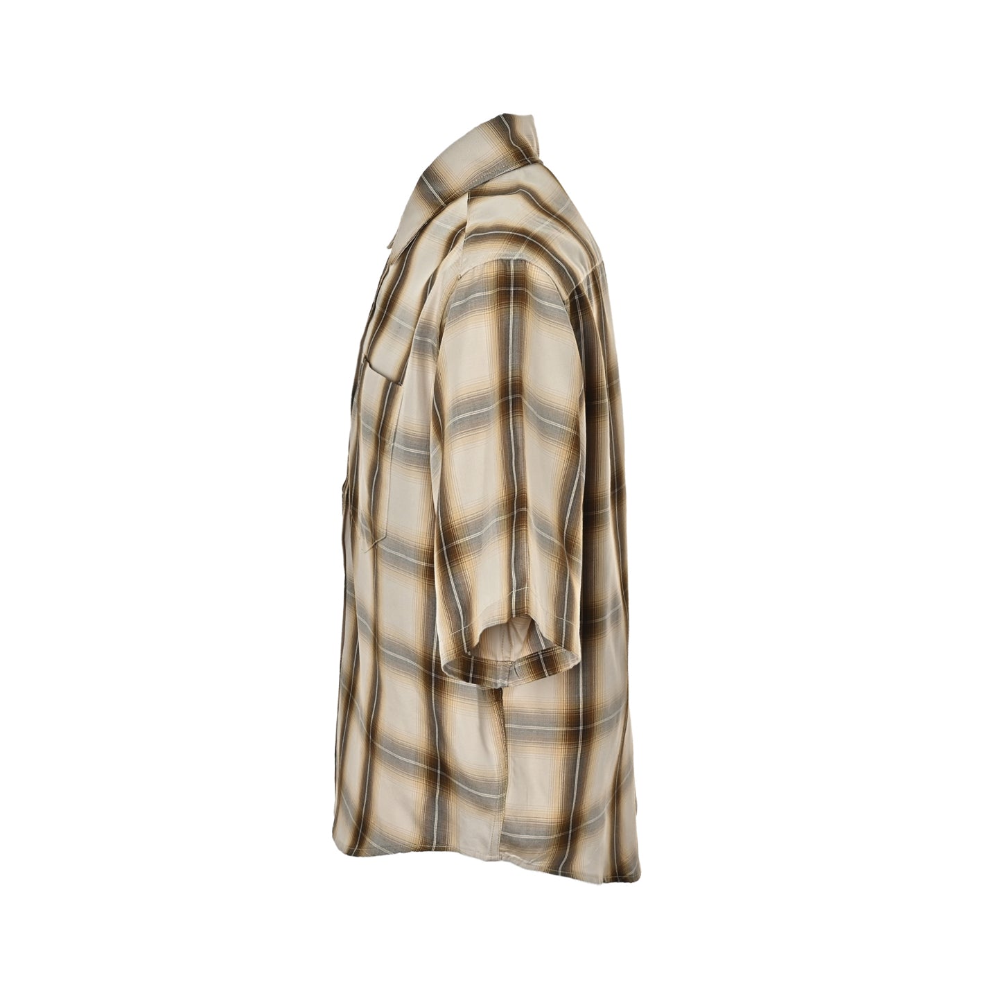 AMI Paris Ami de Cœur Plaid Short-Sleeve Shirt — Beige