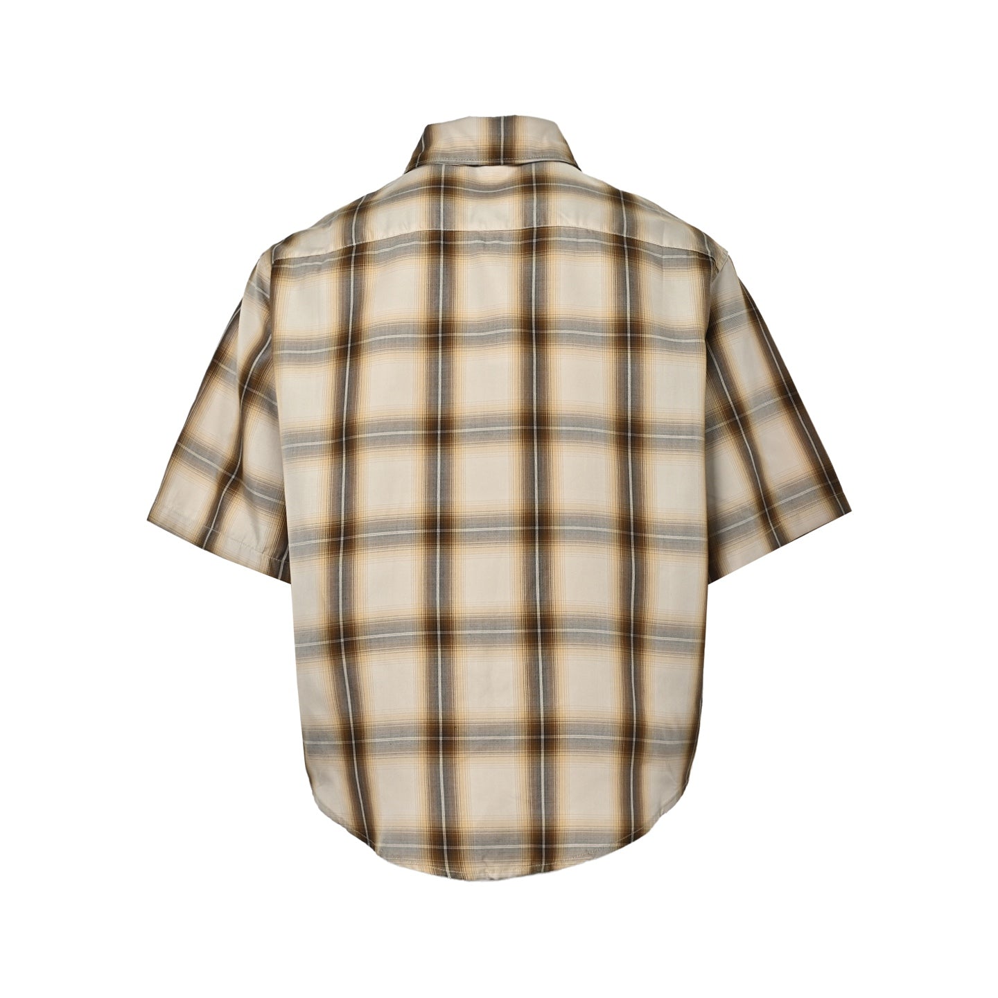 AMI Paris Ami de Cœur Plaid Short-Sleeve Shirt — Beige